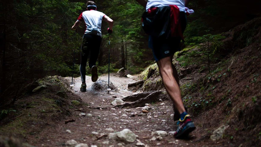 Two people on the hiking trail